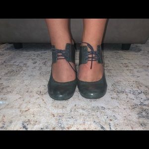 Green heels with lace tie from ALLBLACK
